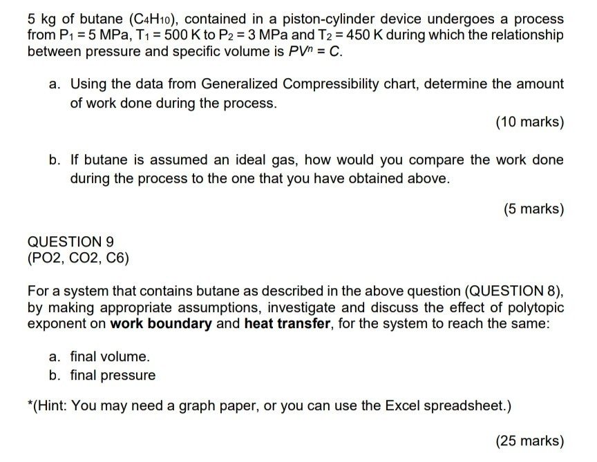 Solved 5 kg of butane (C4H10), contained in a | Chegg.com