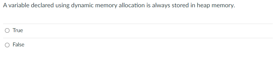 Solved A variable declared using dynamic memory allocation | Chegg.com