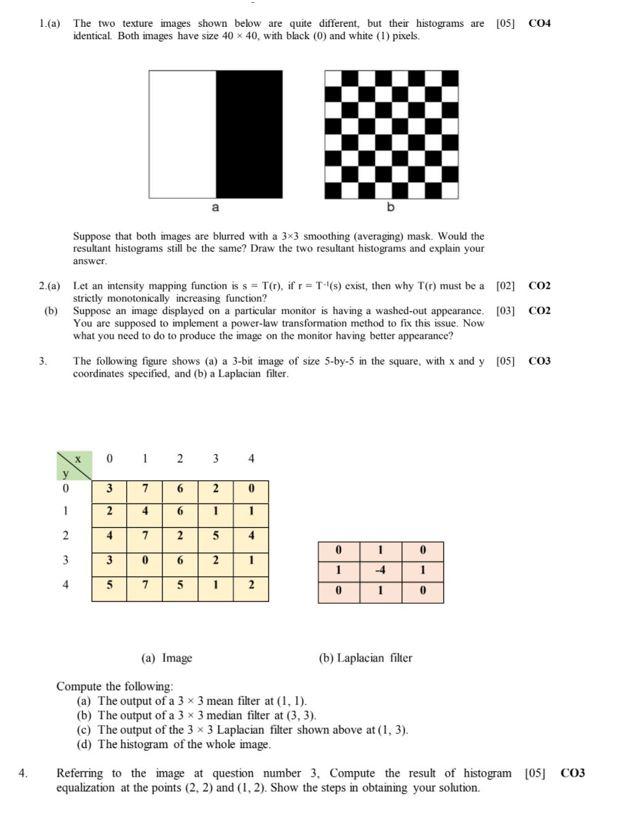 Solved 1(a) The two texture images shown below are quite | Chegg.com