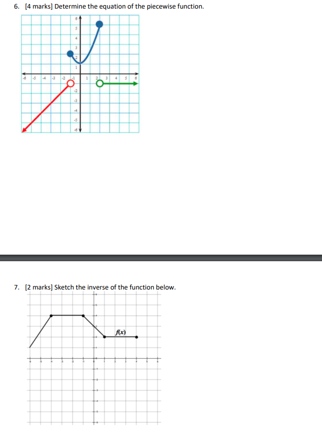 Solved 6. [4 marks] Determine the equation of the piecewise | Chegg.com