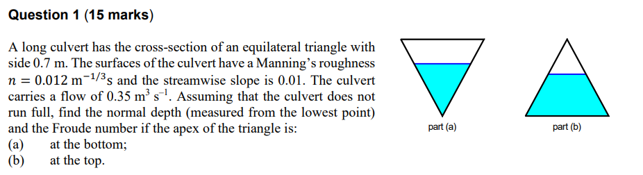 Solved A long culvert has the cross-section of an | Chegg.com