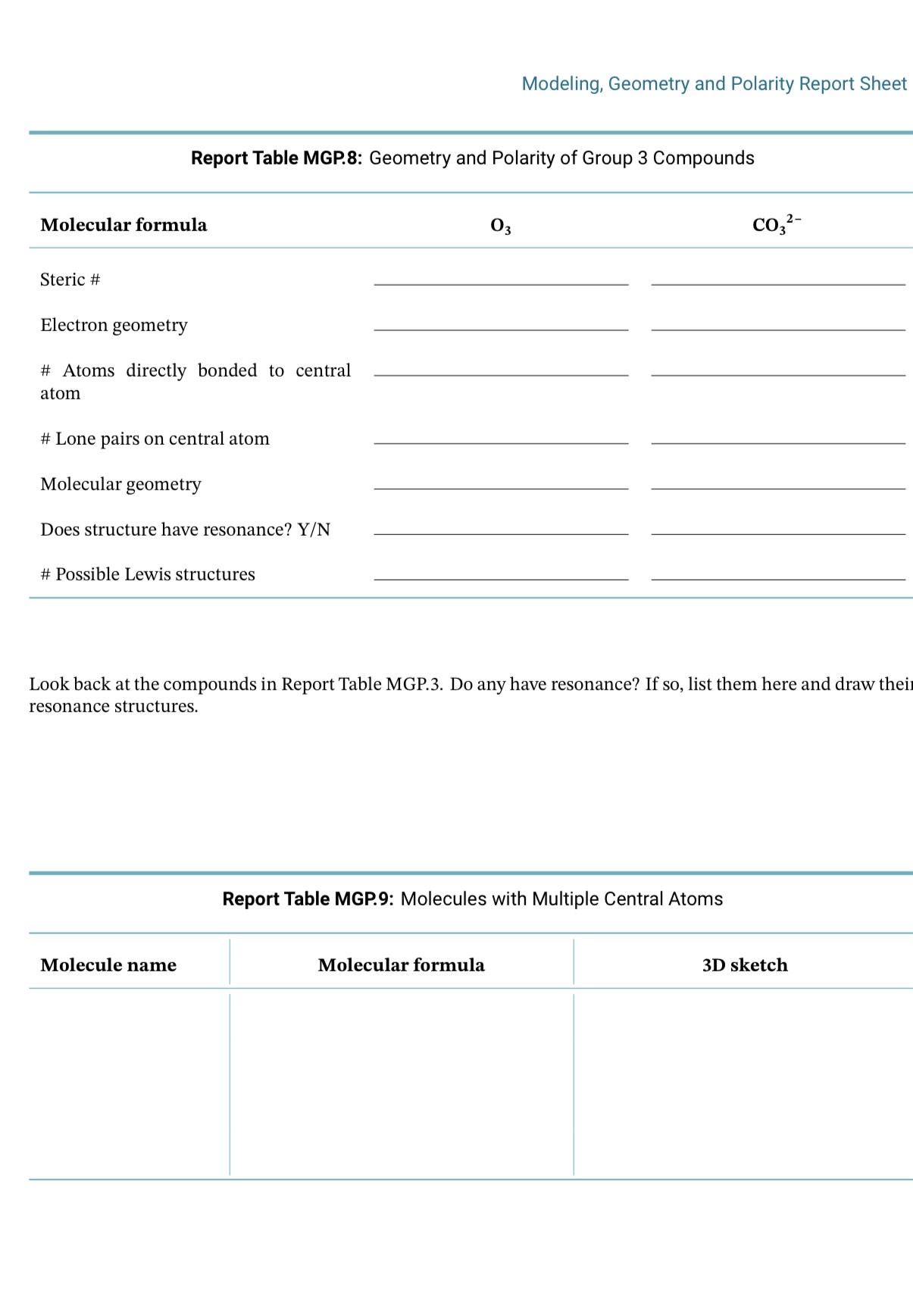 Solved Modeling, Geometry and Polarity Report Sheet Look