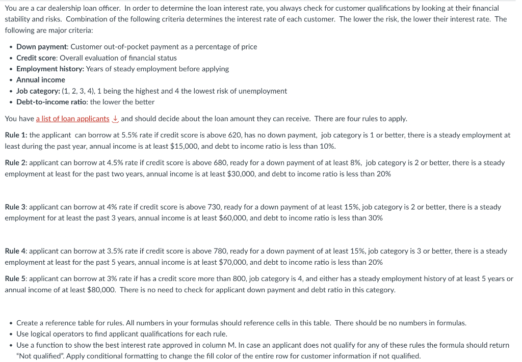 You are a car dealership loan officer. In order to