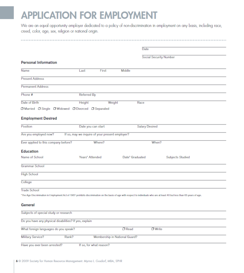 Solved Review the Application for Employment, which includes