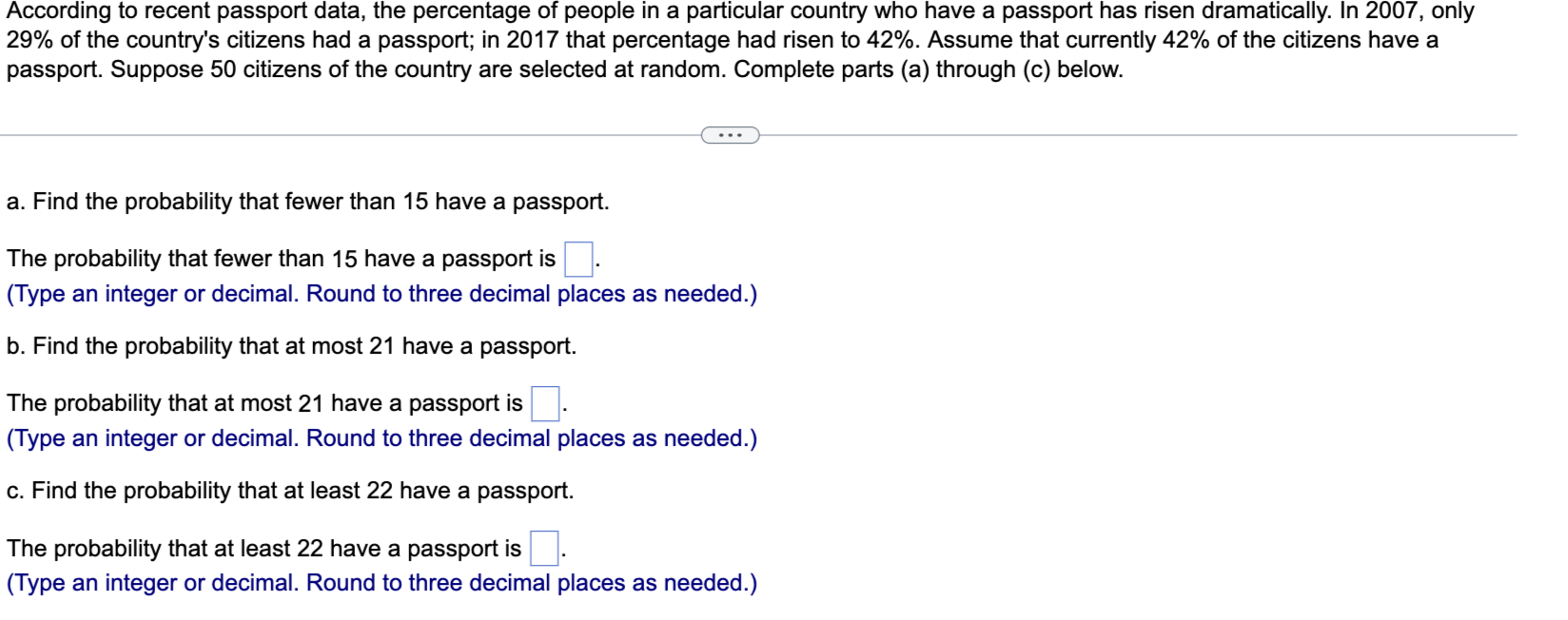 Solved According to recent passport data, the percentage of | Chegg.com