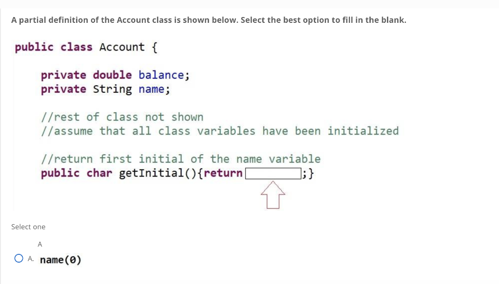 Solved A partial definition of the Account class is shown | Chegg.com