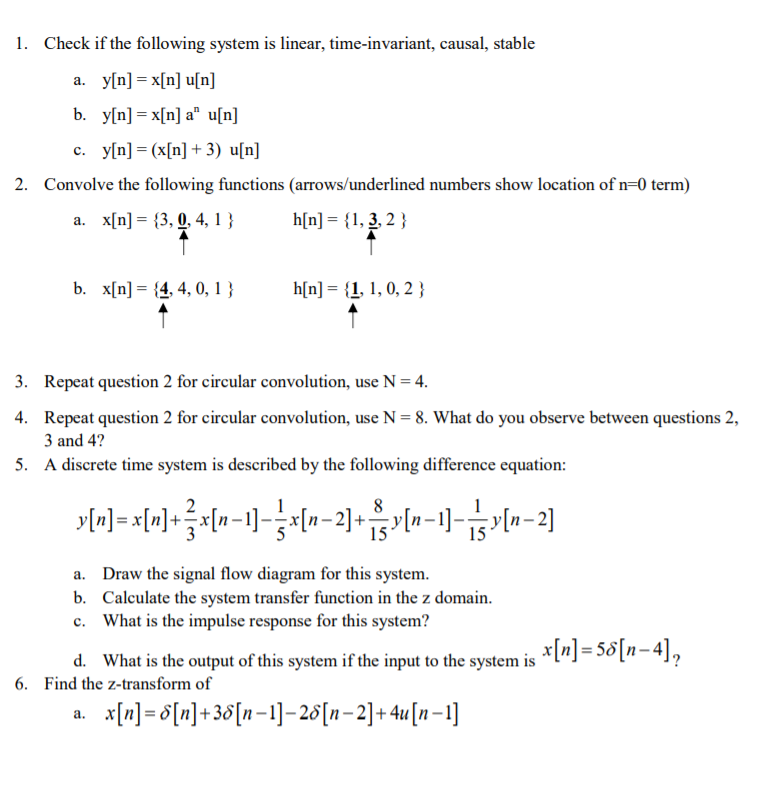 Solved 1. Check if the following system is linear, | Chegg.com