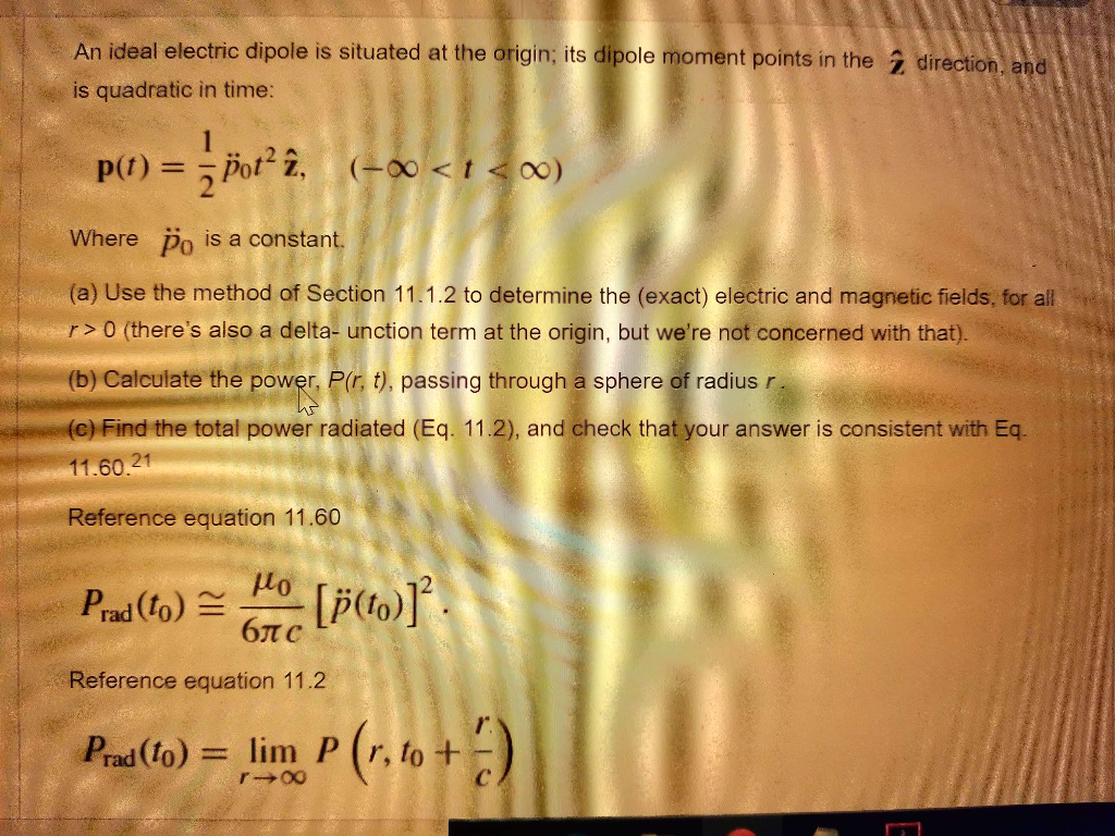 solved-an-ideal-electric-dipole-is-situated-at-the-orgn-is-chegg