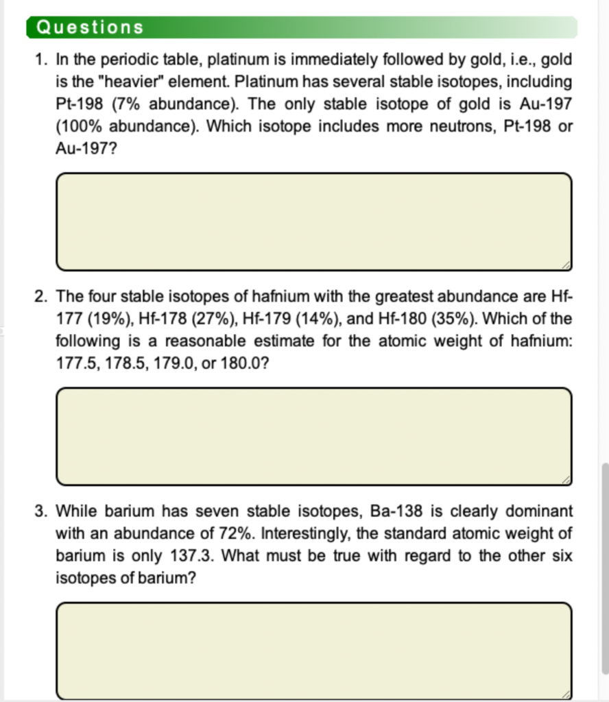 Solved Questions 1. In the periodic table, platinum is | Chegg.com