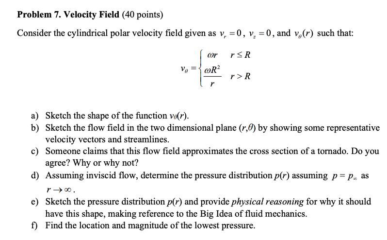 Solved Problem 7. Velocity Field (40 Points) Consider The | Chegg.com