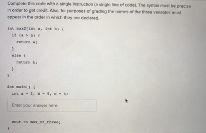Solved Complete this code with a single instruction (a | Chegg.com