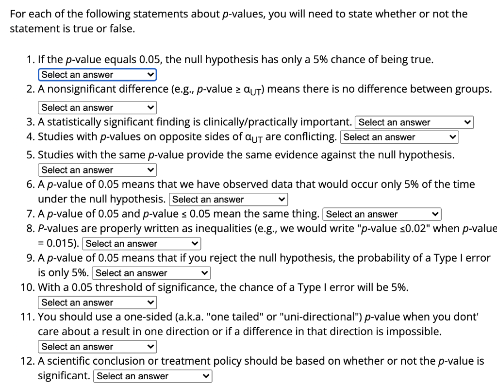 solved-for-each-of-the-following-statements-about-p-values-chegg