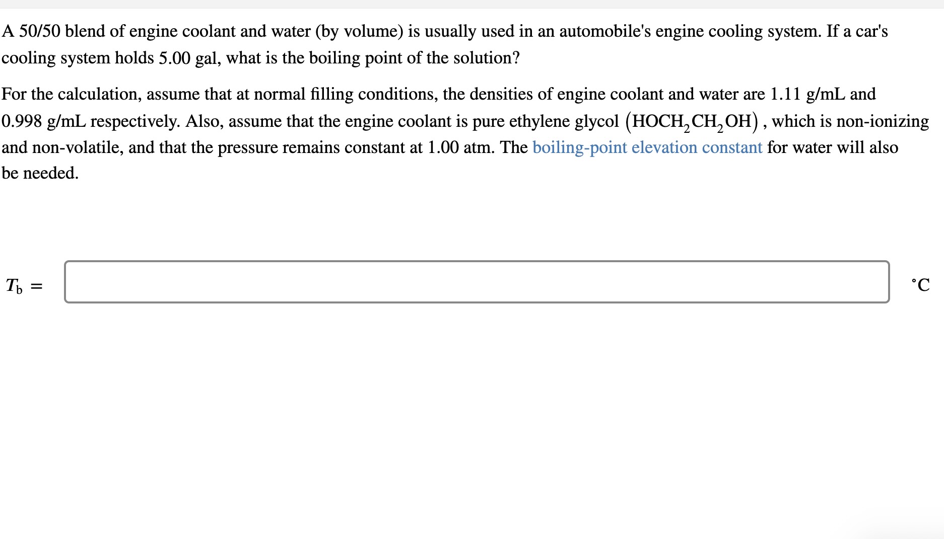 Solved A 50/50 Blend Of Engine Coolant And Water (by Volume) | Chegg.com