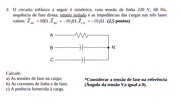 Solved The following three-phase circuit is symmetrical, | Chegg.com