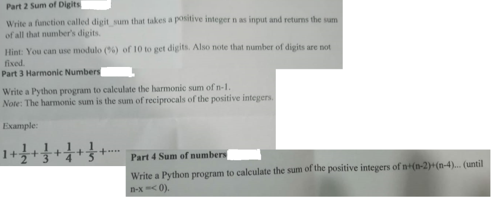 Solved Part 2 Sum of Digits Write a function called digit | Chegg.com