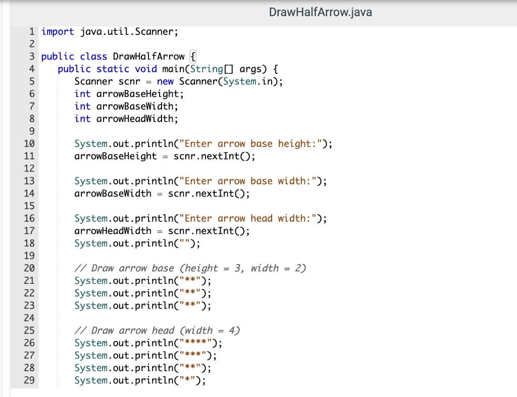 5.15: Ch 4 Program: Drawing a half arrow (Java) This | Chegg.com