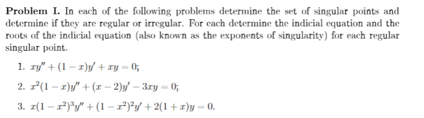 Solved Problem I. In each of the following problems | Chegg.com