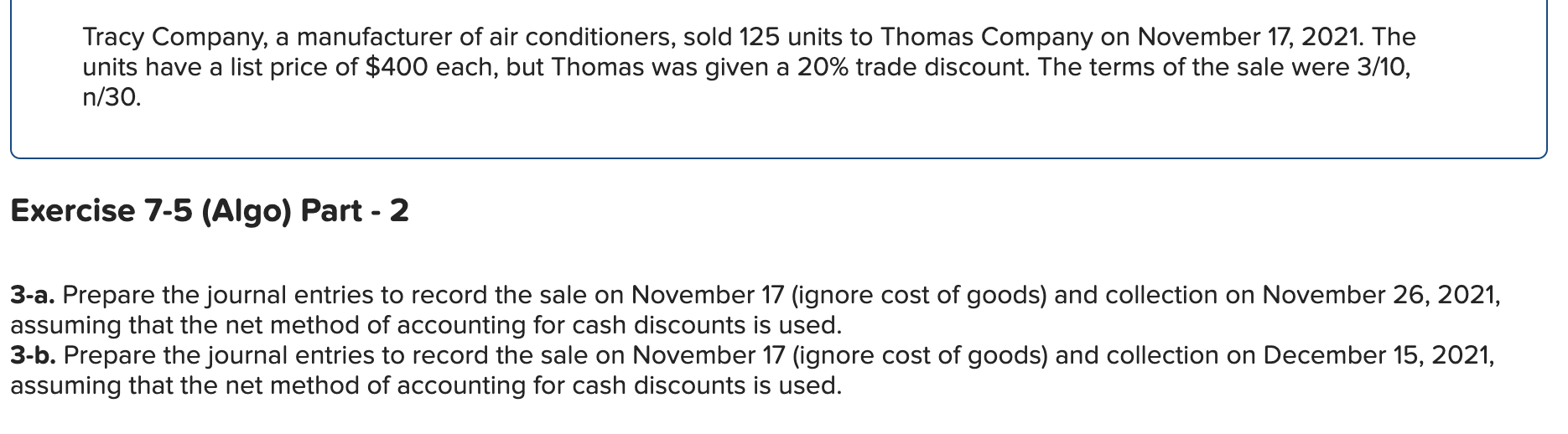 Solved Tracy Company, a manufacturer of air conditioners,