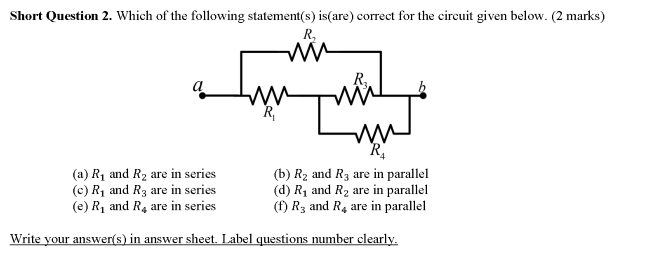 Solved (a) R1 And R2 Are In Series (b) R2 And R3 Are In | Chegg.com