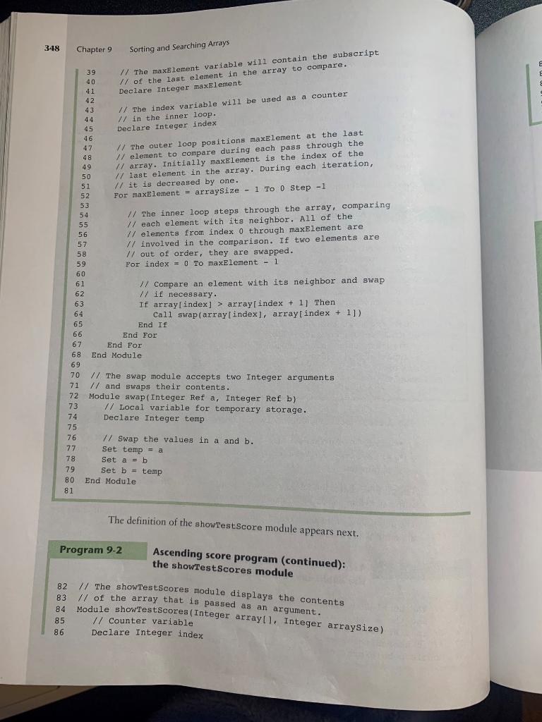 Solved 348 Chapter 9 Sorting and Searching Arrays // The | Chegg.com