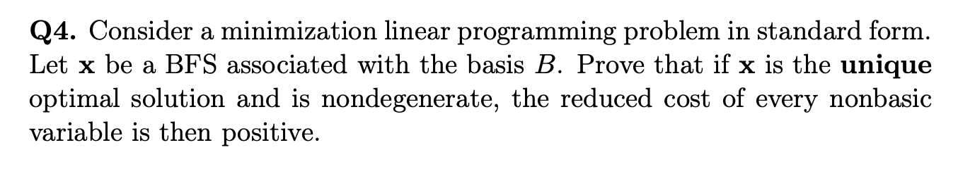 Solved A Q4. Consider A Minimization Linear Programming | Chegg.com