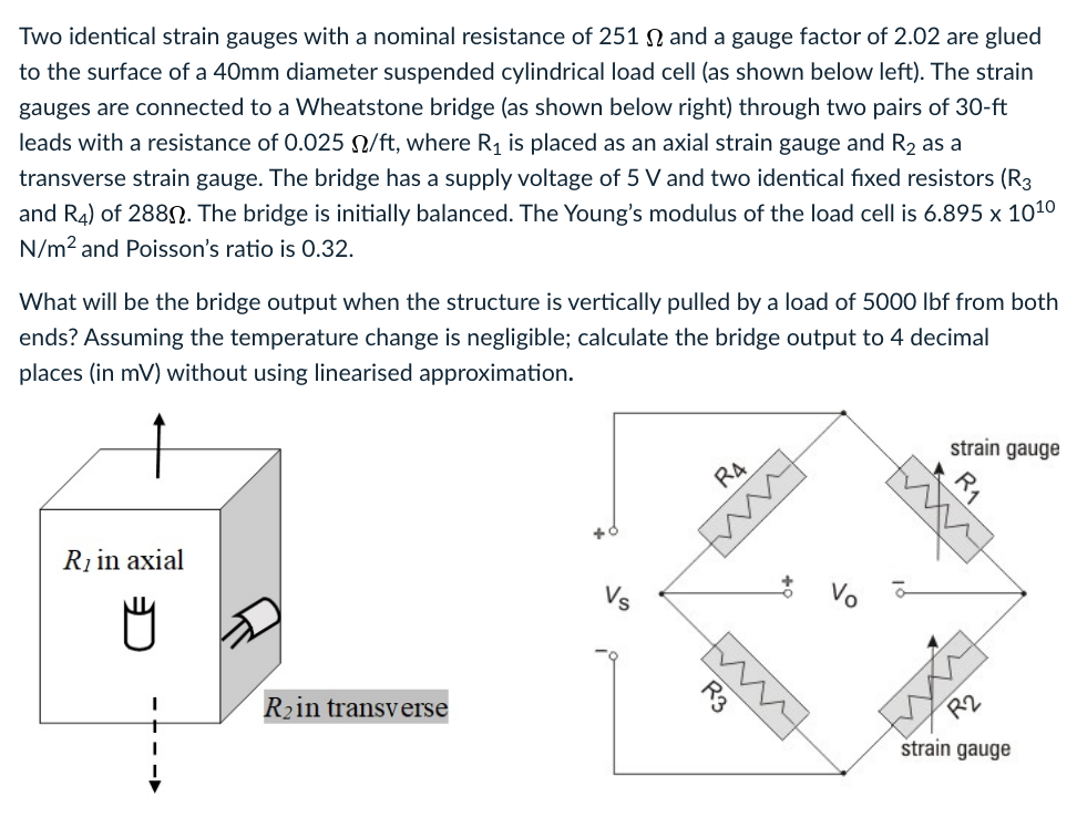 Two identical strain gauges with a nominal resistance