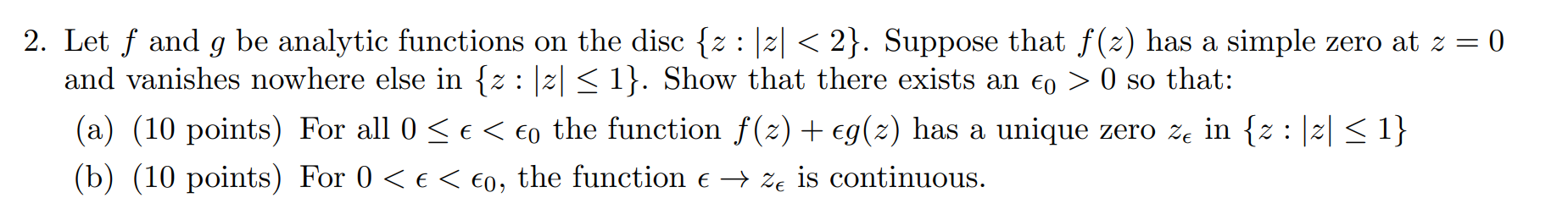 Solved 2. Let f and g be analytic functions on the disc | Chegg.com