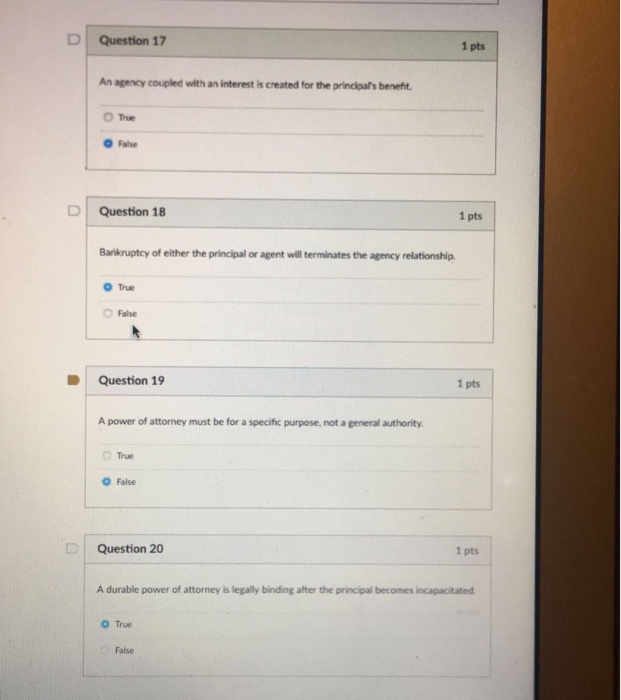 Solved Question 17 An agency coupled with an interest is