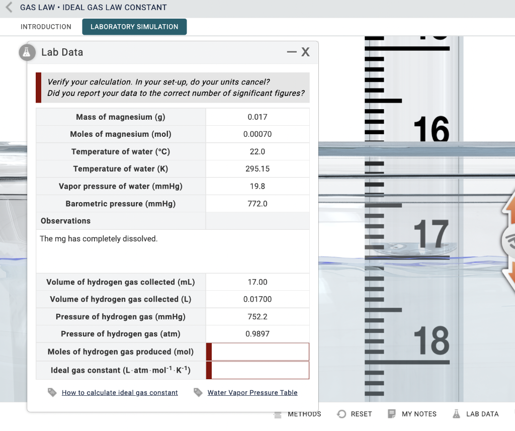 how to calculate moles of gas produced