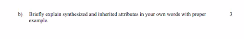 Solved 3 b) Briefly explain synthesized and inherited | Chegg.com