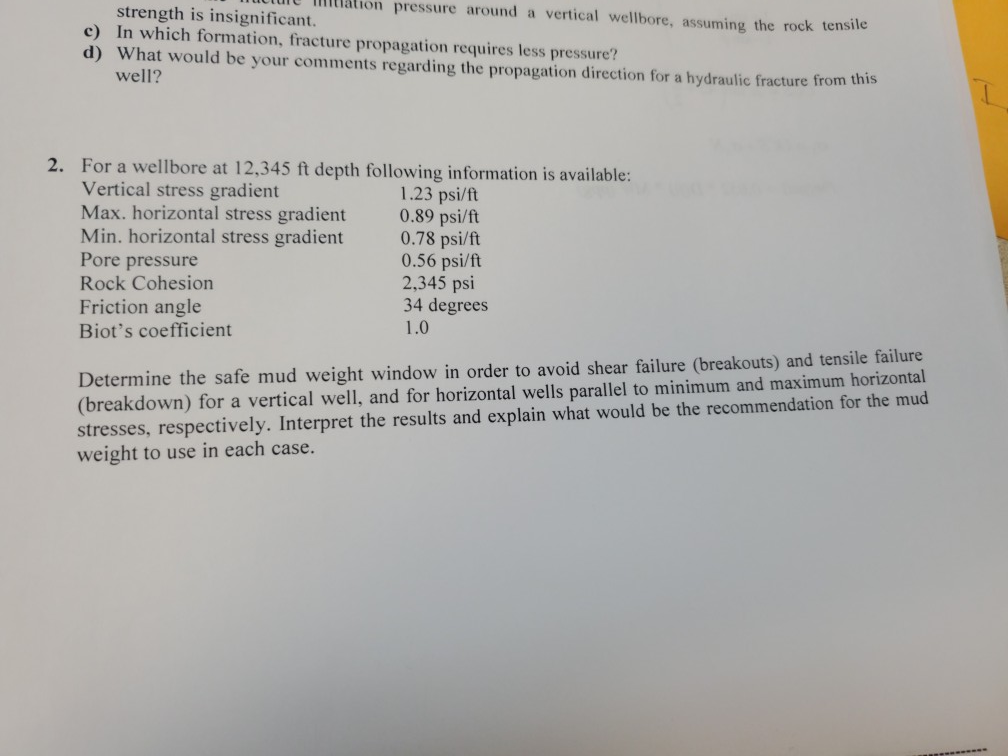 Solved le mlation pressure around a vertical wellbore, | Chegg.com