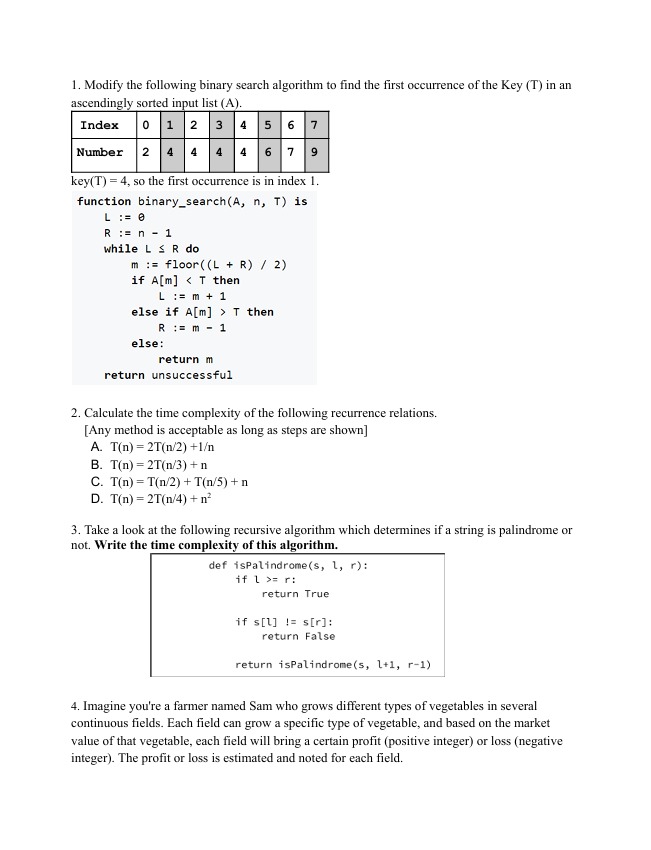 Solved Modify the following binary search algorithm to ﻿find | Chegg.com