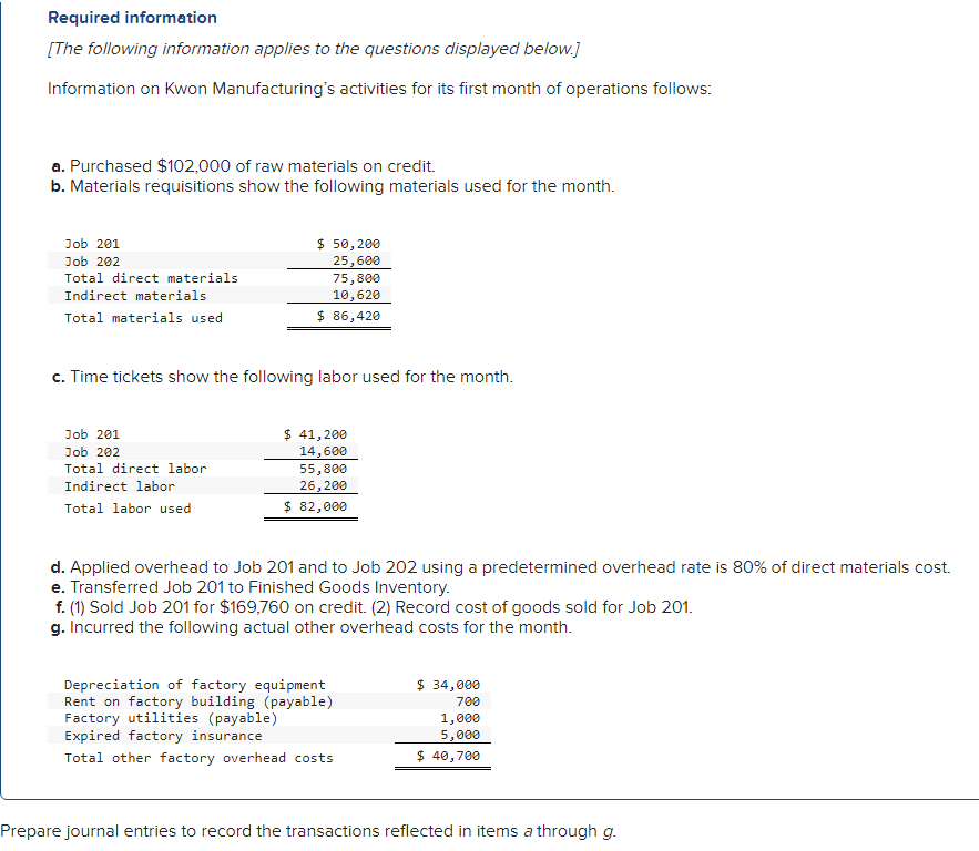 Solved "Prepare Journal entries to record the transactions