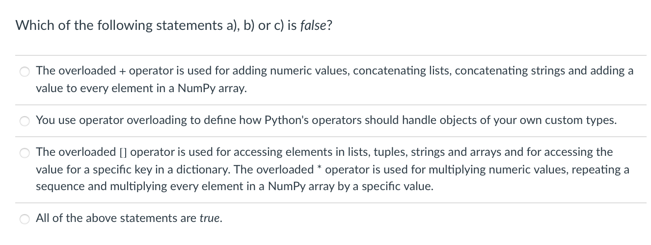 Solved Which Of The Following Statements A), B) Or C) Is | Chegg.com