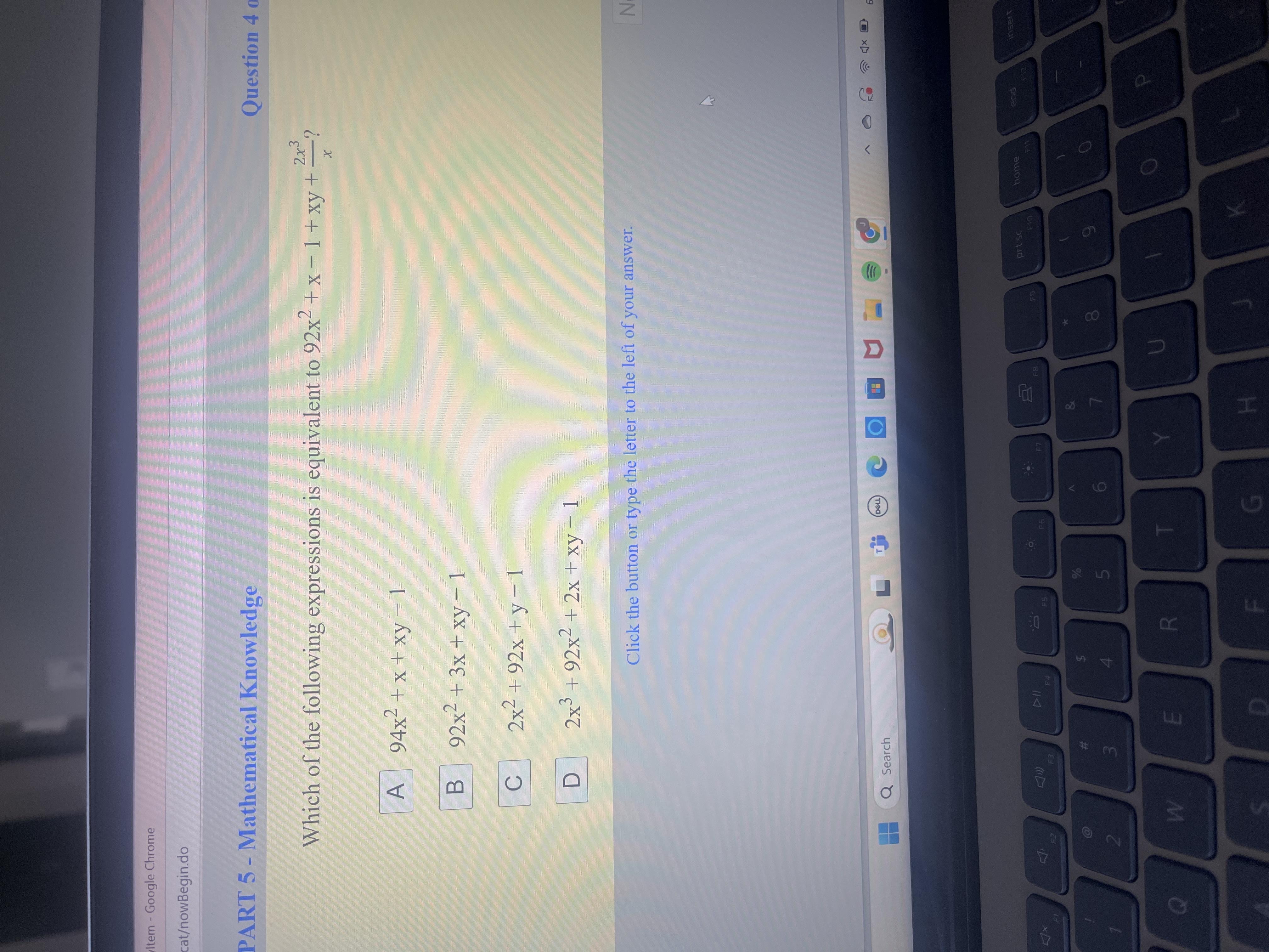 92x21 Math Solved 92xPART 5 - Mathematical KnowledgeWhich of the | Chegg.com
