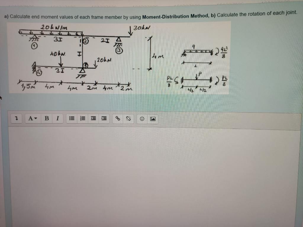 Solved a)Calculate end moment values of each frame member by | Chegg.com