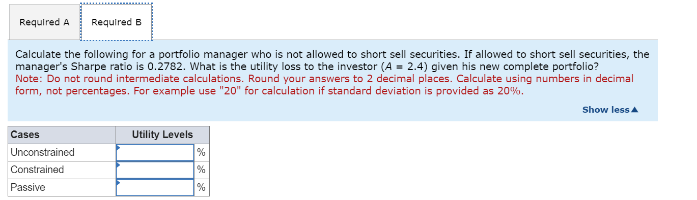 Solved A portfolio manager summarizes the input from the | Chegg.com