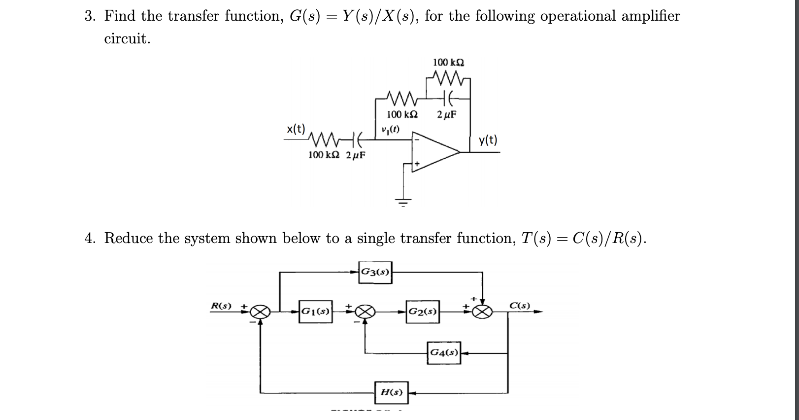Solved 3 Find The Transfer Function G S Y S X S F Chegg Com