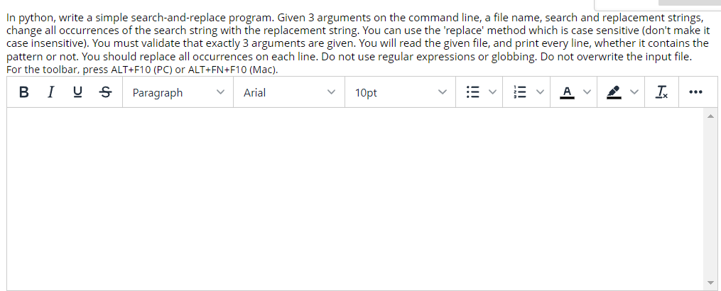 Solved In python, write a simple search-and-replace program. | Chegg.com