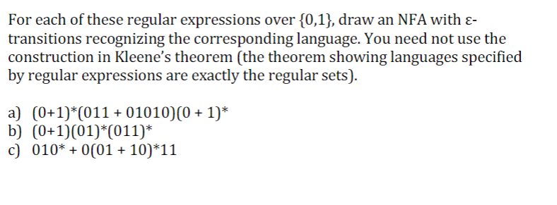 Solved For each of these regular expressions over {0,1}, | Chegg.com