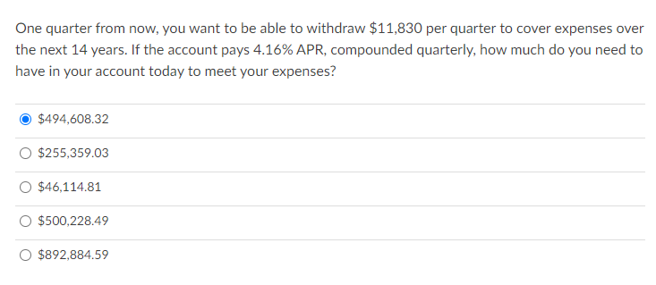 Solved One quarter from now, you want to be able to withdraw | Chegg.com