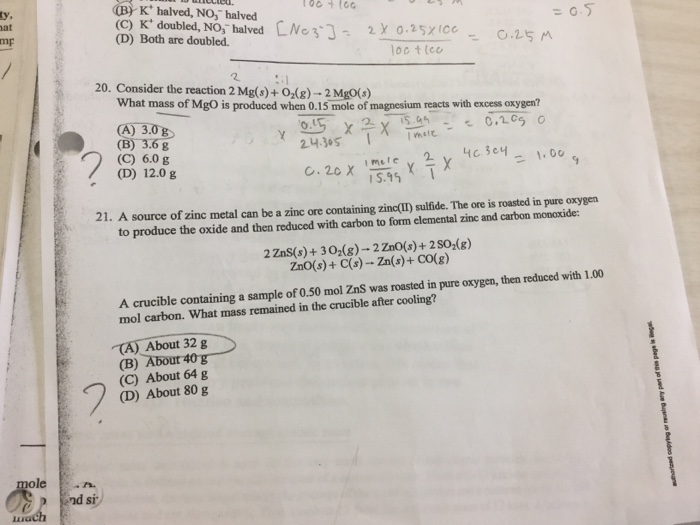 Solved would problems 21 and 22 be correct, if not then what | Chegg.com