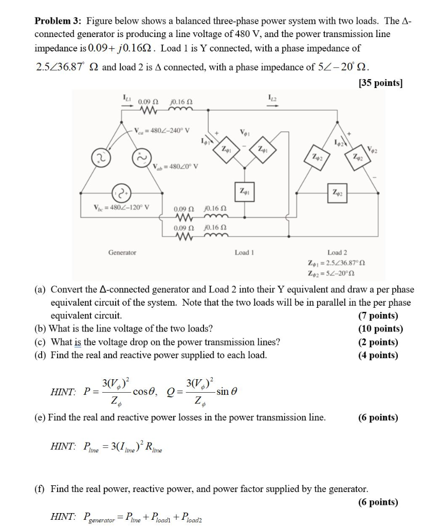 Solved Problem 3: Figure Below Shows A Balanced Three-phase | Chegg.com