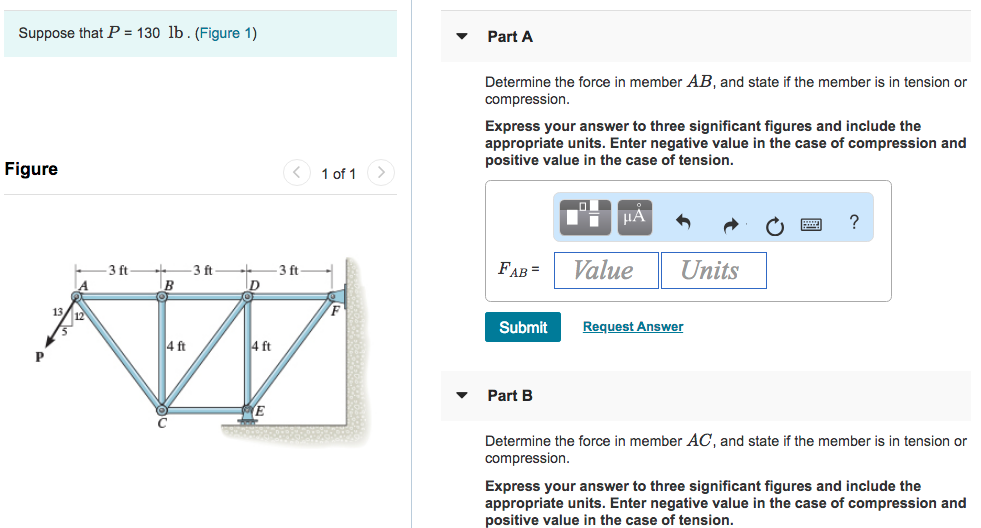 Solved Suppose that P 130 lb. (Figure 1) Part A Determine | Chegg.com