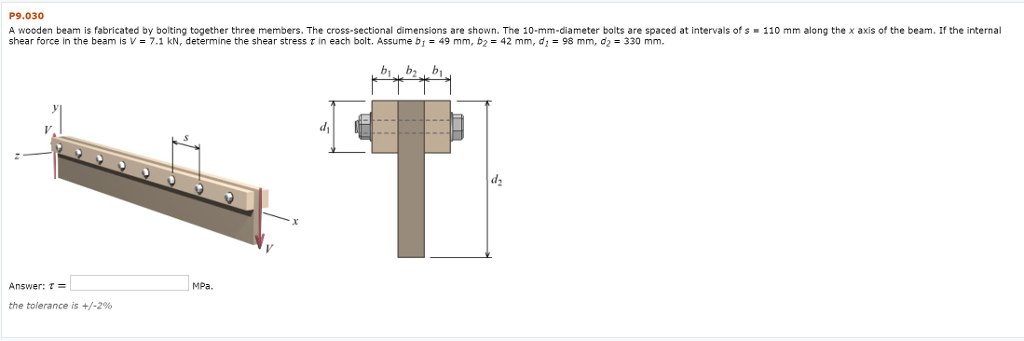 Solved P9.030 A wooden beam is fabricated by bolting | Chegg.com