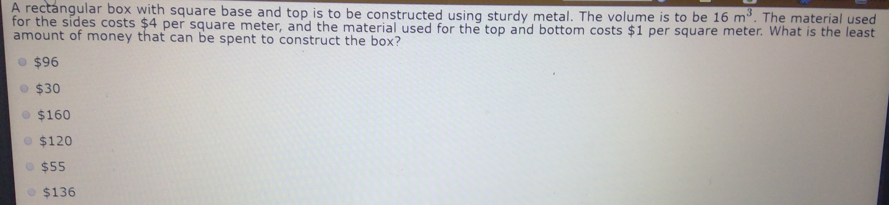 Solved A rectangular box with square base and top is to be | Chegg.com
