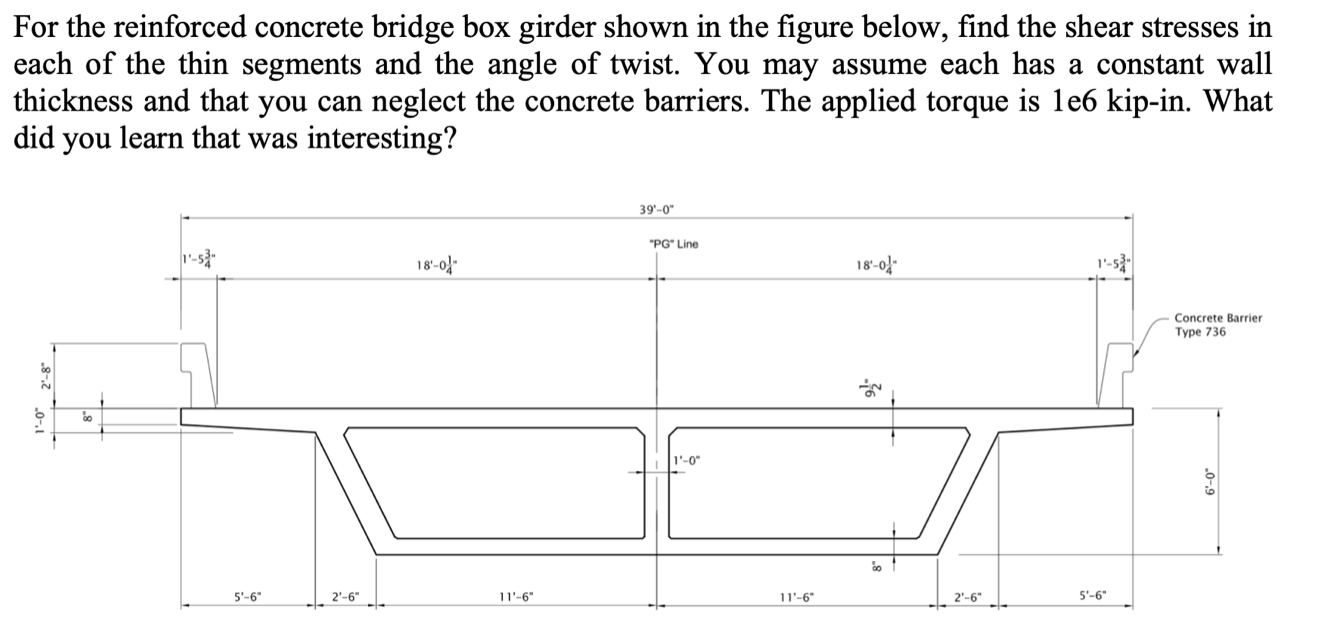 Solved For the reinforced concrete bridge box girder shown | Chegg.com