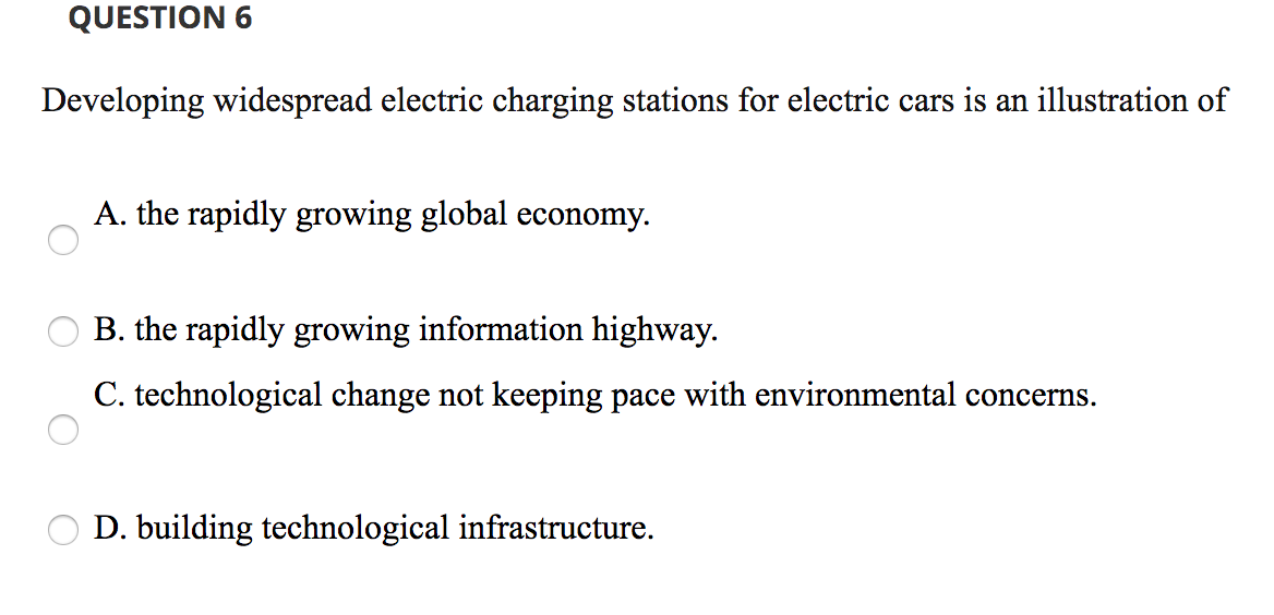 Solved QUESTION 6 Developing widespread electric charging