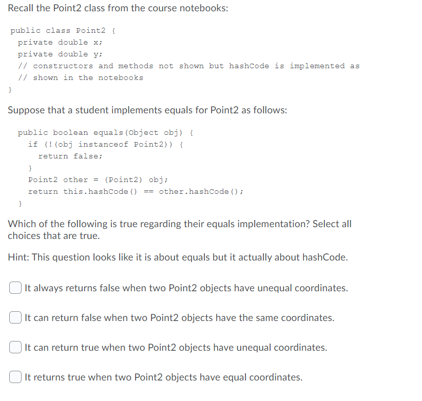 Solved Recall the Point2 class from the course notebooks: | Chegg.com