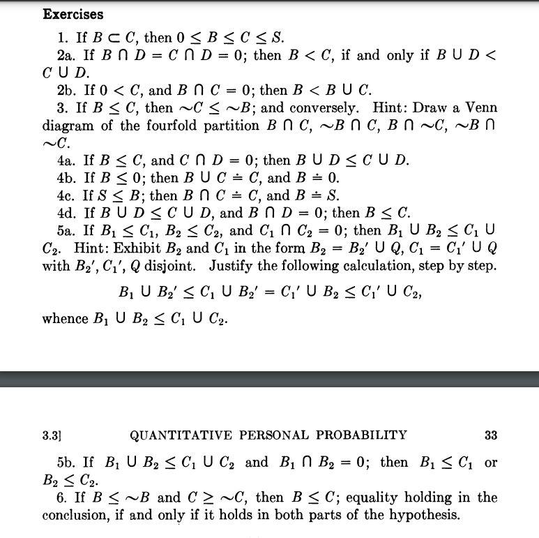 Solved 1. If B⊂C, Then 0≤B≤C≤S. 2a. If B∩D=C∩D=0; Then B | Chegg.com